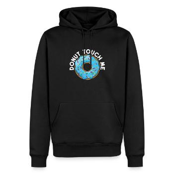 Donut Touch Me | Donut Lover Tshirt | Drôle de beignet - Sweat à capuche Premium bio Homme - noir - Devant - Nico (187cm)