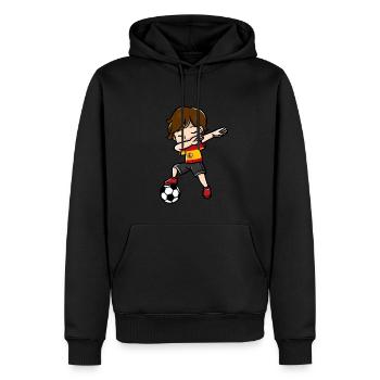 Dabbing jeunes joueurs de football drapeau espagnol - Sweat à capuche Premium bio Homme - noir - Devant - Nico (187cm)