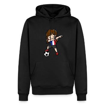 Tupfende Mädchen Fußballspieler Französisch - Männer Premium Bio Hoodie - Schwarz - Vorne - Nico (187cm)