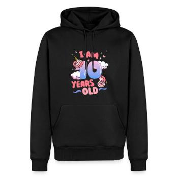 Ich Bin 10 Jahre Alt | Einhorn-thema | 10. - Männer Premium Bio Hoodie - Schwarz - Vorne - Nico (187cm)