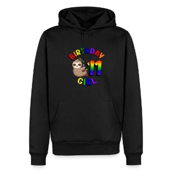 Anniversaire 11 Filles Mignon Bébé Paresseux - Sweat à capuche Premium bio Homme - noir - Devant - Nico (187cm)