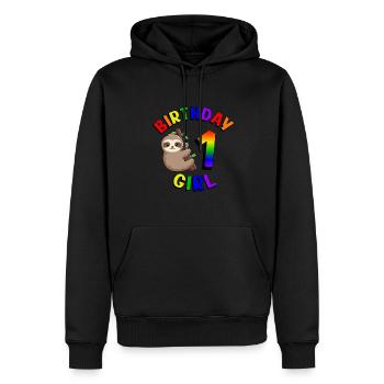 Anniversaire 1 Fille Mignon Bébé Paresseux - Sweat à capuche Premium bio Homme - noir - Devant - Nico (187cm)