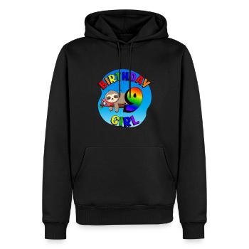 Geburtstag 9 Mädchen Süßes Baby Faultier - Männer Premium Bio Hoodie - Schwarz - Vorne - Nico (187cm)