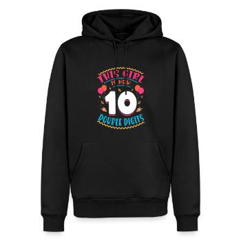 Cette fille a maintenant 10 | Thème Cupcake - Sweat à capuche Premium bio Homme - noir - Devant - Nico (187cm)