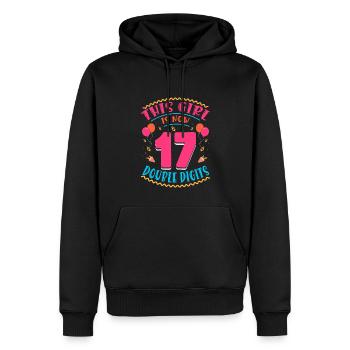 Cette fille a maintenant 17 | Thème Cupcake - Sweat à capuche Premium bio Homme - noir - Devant - Nico (187cm)