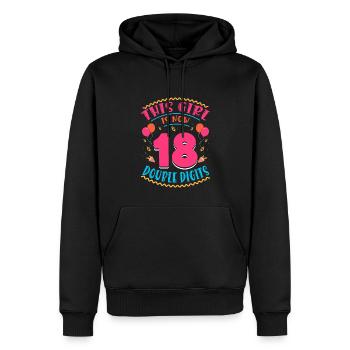 Cette fille a maintenant 18 | Thème Cupcake - Sweat à capuche Premium bio Homme - noir - Devant - Nico (187cm)