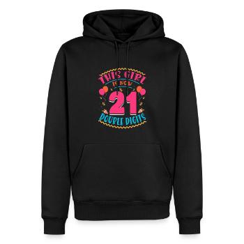 Cette fille a maintenant 21 | Thème Cupcake - Sweat à capuche Premium bio Homme - noir - Devant - Nico (187cm)