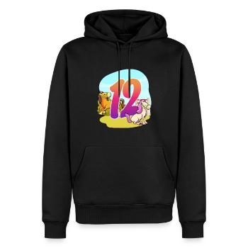 12ème anniversaire Équitation Cheval Thème Douze Fête - Sweat à capuche Premium bio Homme - noir - Devant - Nico (187cm)