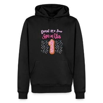 Donut Lose Your Sprinkles 1er anniversaire | Beignet - Sweat à capuche Premium bio Homme - noir - Devant - Nico (187cm)