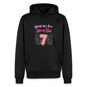 Donut Lose Your Sprinkles 7. Geburtstag | Donut - Männer Premium Bio Hoodie - Schwarz - Vorne - Nico (187cm)