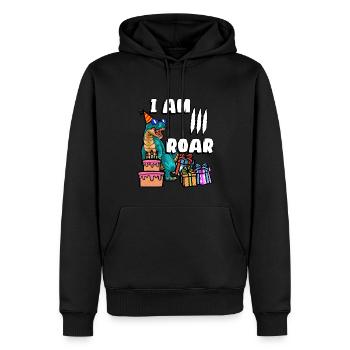 Je suis 3 Roars | Chemise d’anniversaire de dinosaure - Sweat à capuche Premium bio Homme - noir - Devant - Nico (187cm)