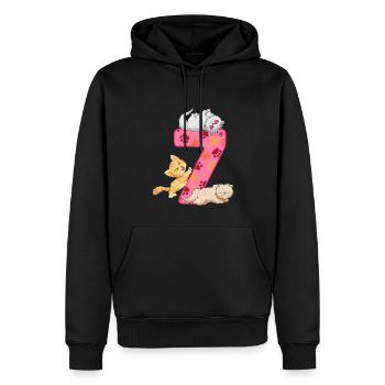 7. Geburtstag Kätzchen | Katze Geburtstag Shirt | - Männer Premium Bio Hoodie - Schwarz - Vorne - Nico (187cm)