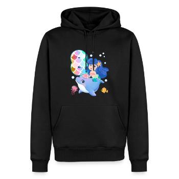 8e anniversaire | | anniversaire de sirène - Sweat à capuche Premium bio Homme - noir - Devant - Nico (187cm)