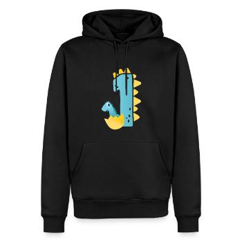 1er anniversaire | | d’anniversaire de dinosaure - Sweat à capuche Premium bio Homme - noir - Devant - Nico (187cm)