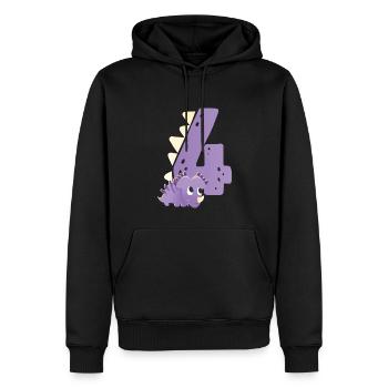 4ème anniversaire | | d’anniversaire de dinosaure - Sweat à capuche Premium bio Homme - noir - Devant - Nico (187cm)