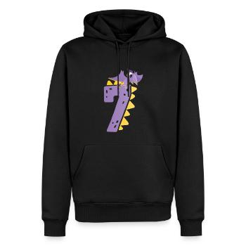 7e anniversaire | | d’anniversaire de dinosaure - Sweat à capuche Premium bio Homme - noir - Devant - Nico (187cm)