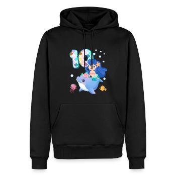 10e anniversaire | | anniversaire de sirène - Sweat à capuche Premium bio Homme - noir - Devant - Nico (187cm)