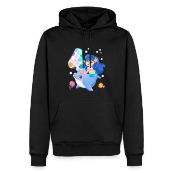 4ème anniversaire | | anniversaire de sirène - Sweat à capuche Premium bio Homme - noir - Devant - Nico (187cm)