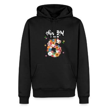 Cette fille est maintenant 6 fleurs colorées 6. - Sweat à capuche Premium bio Homme - noir - Devant - Nico (187cm)