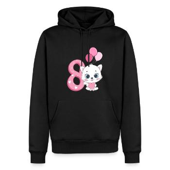 Chaton 8e anniversaire | Chemise d’anniversaire chat | - Sweat à capuche Premium bio Homme - noir - Devant - Nico (187cm)
