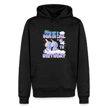 Happy Magical 12th Birthday Einhorn Pony - Männer Premium Bio Hoodie - Schwarz - Vorne - Nico (187cm)