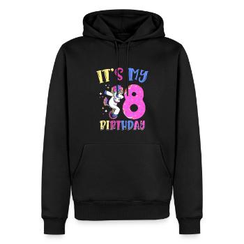 Es Ist Mein 8 Geburtstag Tupfende Einhorn Pony 8. - Männer Premium Bio Hoodie - Schwarz - Vorne - Nico (187cm)