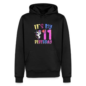 Es Ist Mein 11 Geburtstag Tupfende Einhorn Pony - Männer Premium Bio Hoodie - Schwarz - Vorne - Nico (187cm)