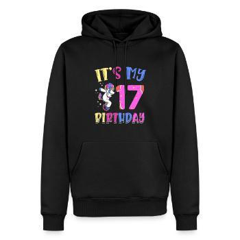 Es Ist Mein 17. Geburtstag Tupfende Einhorn Pony - Männer Premium Bio Hoodie - Schwarz - Vorne - Nico (187cm)