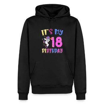 It's My 18th Birthday Dabbing Unicorn Pony - Men’s Premium Organic Hoodie - black - Front - Nico (187cm)