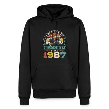 I’m Best Of Black Hits Cassette depuis 1987 - Sweat à capuche Premium bio Homme - noir - Devant - Nico (187cm)