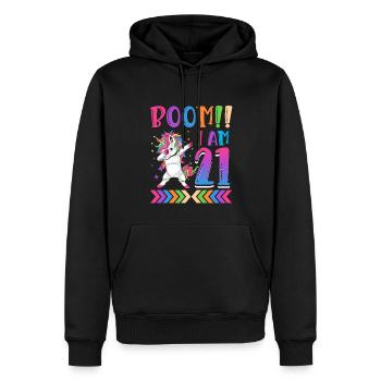 Boom!! Ich Bin 21, Buntes Lustiges Einhorn 21. - Sweat à capuche Premium bio Homme - noir - Devant - Nico (187cm)