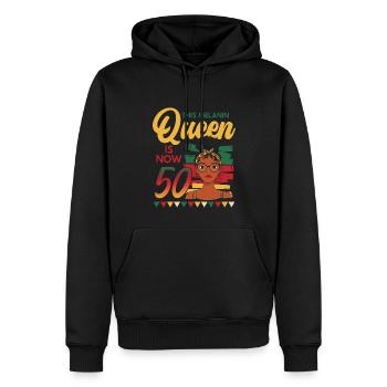 This melanin queen is now 50, 50th birthday - Men’s Premium Organic Hoodie - black - Front - Nico (187cm)