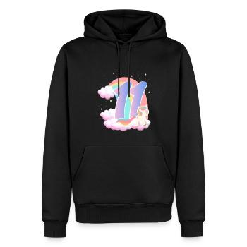 11 Einhorn Regenbogen Wolken Kleines Pony 11. - Männer Premium Bio Hoodie - Schwarz - Vorne - Nico (187cm)