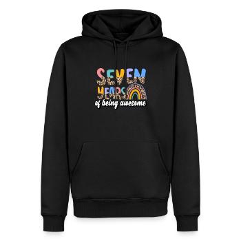 Sept ans d’être un motif de peau d’animal génial - Sweat à capuche Premium bio Homme - noir - Devant - Nico (187cm)