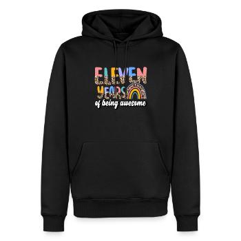 Onze ans d’être un motif de peau d’animal génial - Sweat à capuche Premium bio Homme - noir - Devant - Nico (187cm)