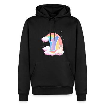 1 Einhorn Regenbogen Wolken Kleines Pony 1. - Männer Premium Bio Hoodie - Schwarz - Vorne - Nico (187cm)