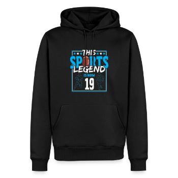 This sports legend is now 19, rugby game 19. - Men’s Premium Organic Hoodie - black - Front - Nico (187cm)
