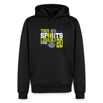 This sports legend is now 20, tennis 20. - Men’s Premium Organic Hoodie - black - Front - Nico (187cm)