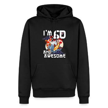 J’ai 60 ans et génial Koi de carpe japonaise - Sweat à capuche Premium bio Homme - noir - Devant - Nico (187cm)