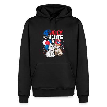 Le 4 juillet est meilleur avec les chats - Sweat à capuche Premium bio Homme - noir - Devant - Nico (187cm)