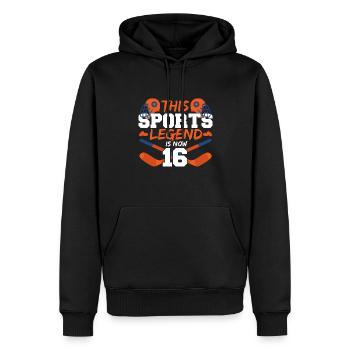 Diese Sportlegende Ist Jetzt 16, Hockeyspiel 16. - Männer Premium Bio Hoodie - Schwarz - Vorne - Nico (187cm)