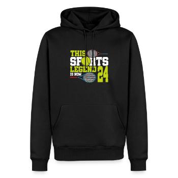 Diese Sportlegende Ist Jetzt 24, Tennis 24. - Männer Premium Bio Hoodie - Schwarz - Vorne - Nico (187cm)