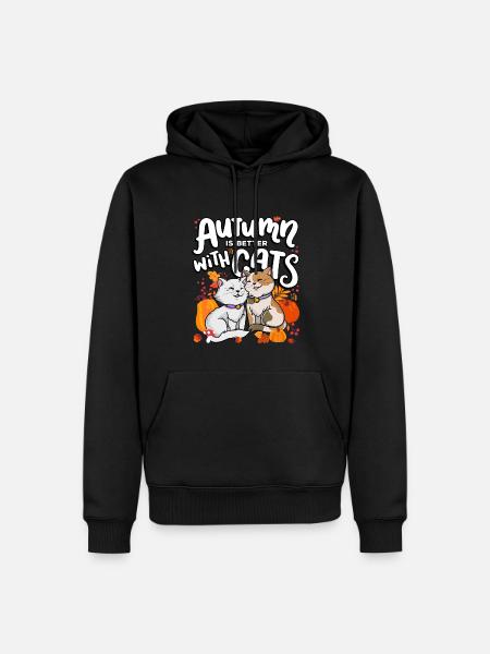 Herbst Ist Besser Mit Katzen Herbstsaison - Herre Premium økologisk hoodie - sort