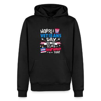 Félicitations pour la Journée des anciens combattants et oui, - Sweat à capuche Premium bio Homme - noir - Devant - Nico (187cm)