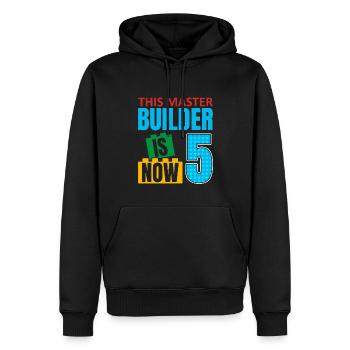 This Builder Is Now 5, Toy Blocks 5th - Men’s Premium Organic Hoodie - black - Front - Nico (187cm)