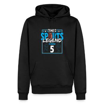 Cette légende du sport a maintenant 5 ans, le rugby à XV 5. - Sweat à capuche Premium bio Homme - noir - Devant - Nico (187cm)