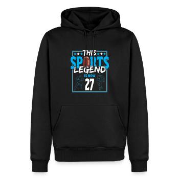 Cette légende du sport a maintenant 27 ans, le rugby à XV 27. - Sweat à capuche Premium bio Homme - noir - Devant - Nico (187cm)