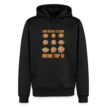 Leberkäse Top 9 Bayrisch Leberkässemmel - Männer Premium Bio Hoodie - Schwarz - Vorne - Nico (187cm)