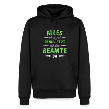 Alles wird gut denn jetzt ist der Beamter da - Männer Premium Bio Hoodie - Schwarz - Vorne - Nico (187cm)
