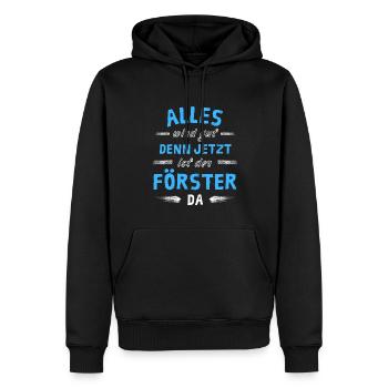 Alles wird gut denn jetzt ist der Förster da - Männer Premium Bio Hoodie - Schwarz - Vorne - Nico (187cm)